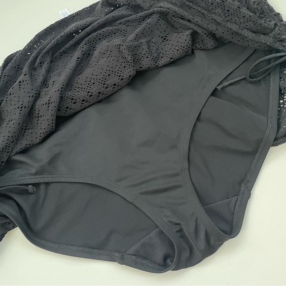 Cacique No-Wire Blouson Crochet Swim Tankini Top & Swim Skirt BLACK Size 22/24 - Picture 13 of 16